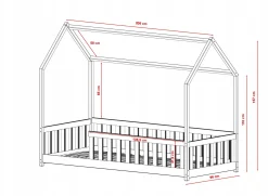 Cynamonowe łóżko dziecięce w kształcie domku NOAH 80x180 ze stelażem flex