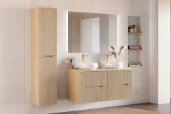 Dąb Cremona Szafka Łazienkowa Z Białą Umywalką 60 Cm