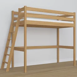 Dębowe łóżko na antresoli N02