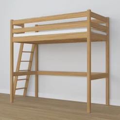 Dębowe łóżko na antresoli N02