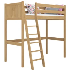 Dębowe łóżko na antresoli N04
