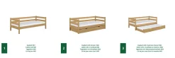 Dębowe łóżko sofa z szufladą na materac N01