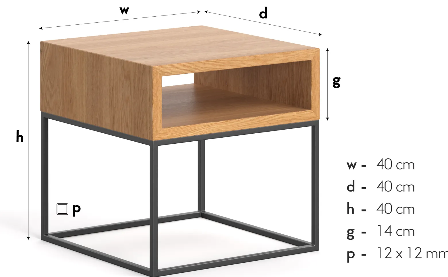 Dębowy stolik nocny Loom