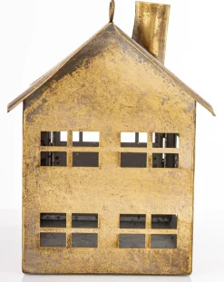 Dekoracja - metalowy domek 21,5x24,5x15 cm MUOYA z szerokimi drzwiczkami