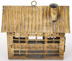 Dekoracja - metalowy domek 21,5x24,5x15 cm MUOYA z szerokimi drzwiczkami