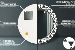 Dekoracyjne lustro Ścienne fi60 OkrągłeTrójkąty geometria