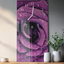 Dekoracyjny zegar 30x60 Róża cichy mechanizm salon
