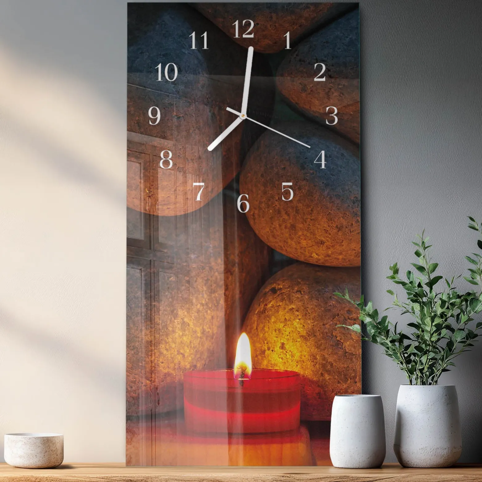 Designerski zegar 30x60 Kamienie zegar ścienny