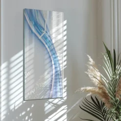 Designerski zegar 30x60 Niebieska Abstrakcja dekoracyjny do salonu