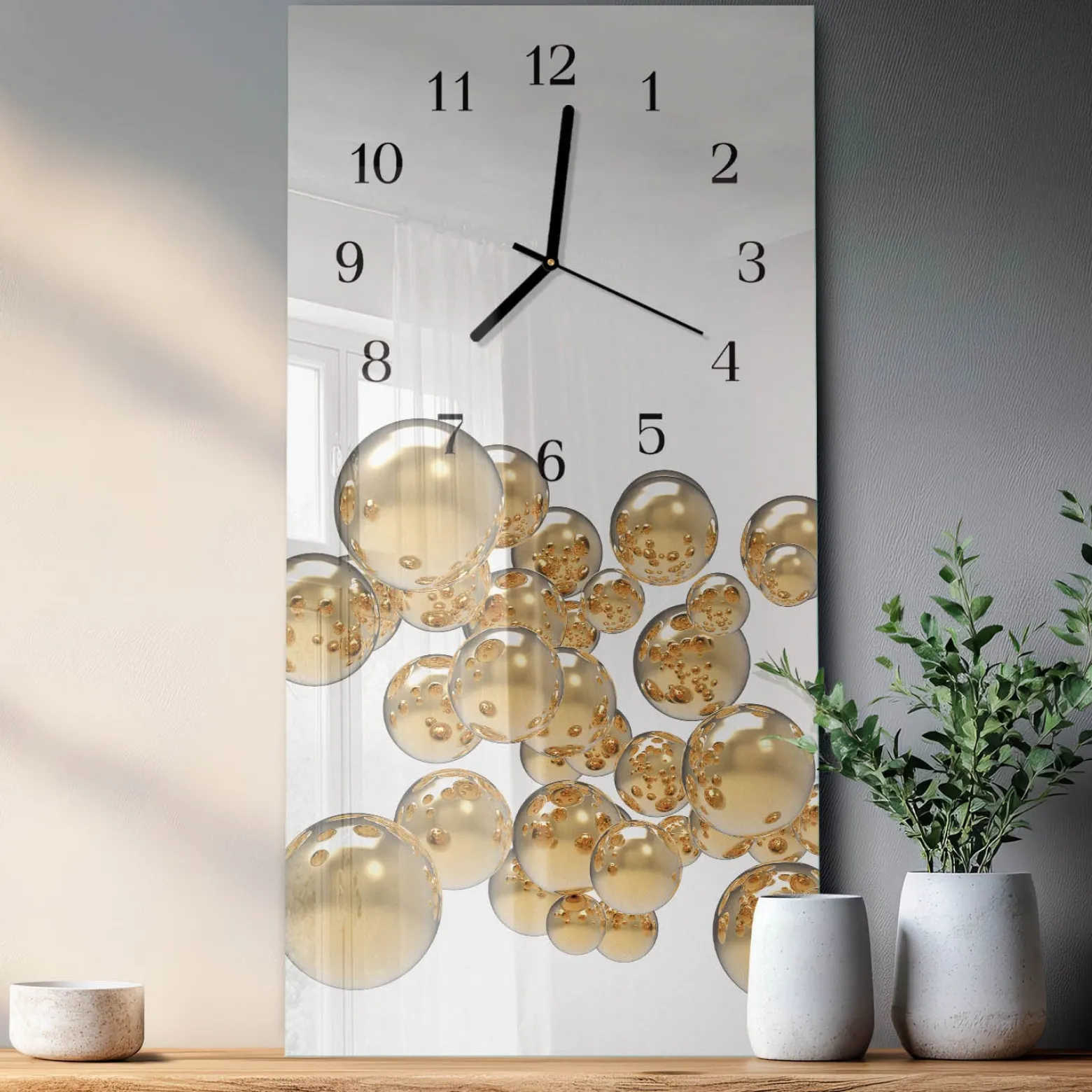Designerski zegar 30x60 Piłki dekoracyjny do salonu