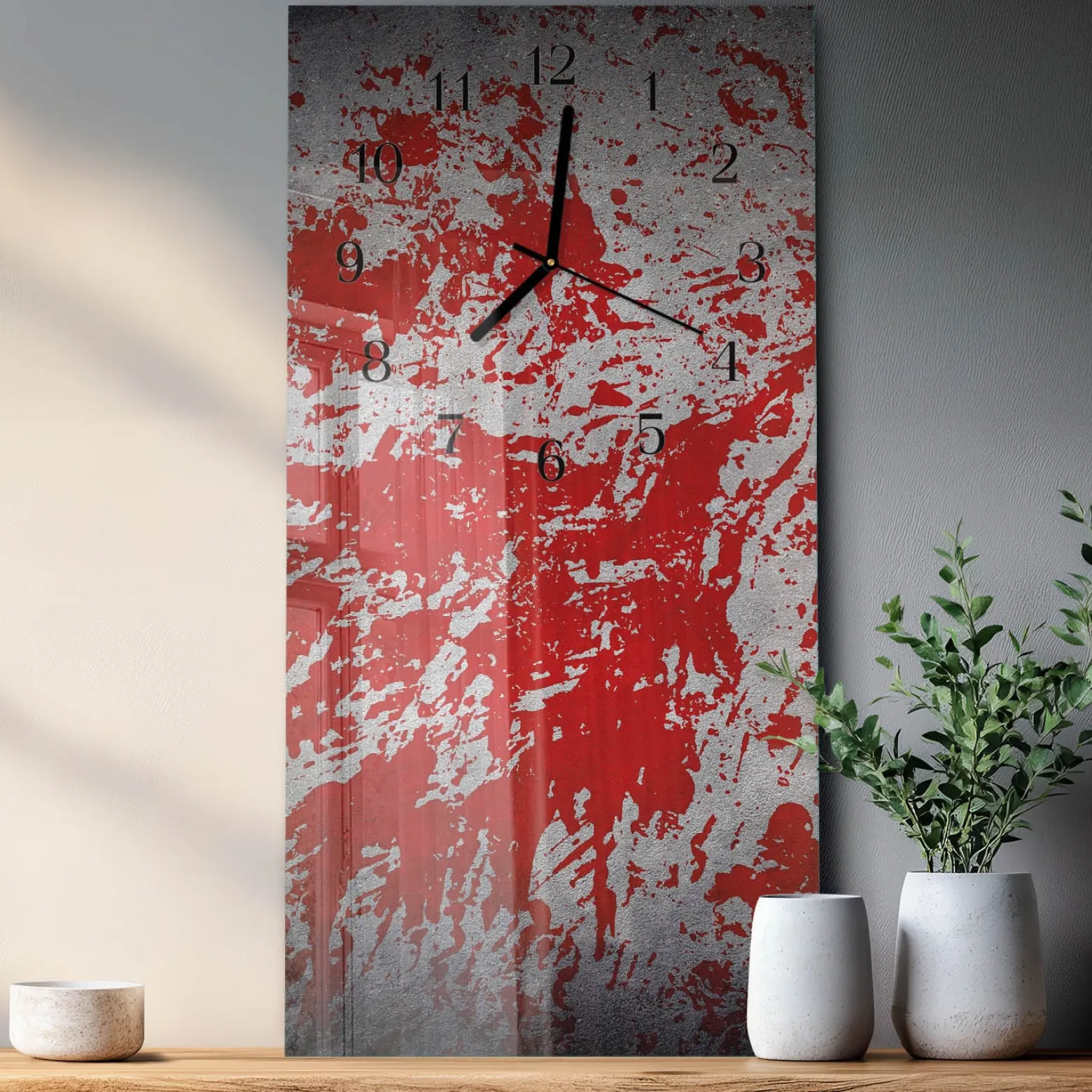 Designerski zegar 30x60 Plamy zegar ścienny