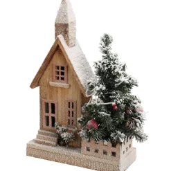 Domek bożonarodzeniowy z choinką, LED, 44 cm
