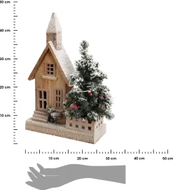 Domek bożonarodzeniowy z choinką, LED, 44 cm