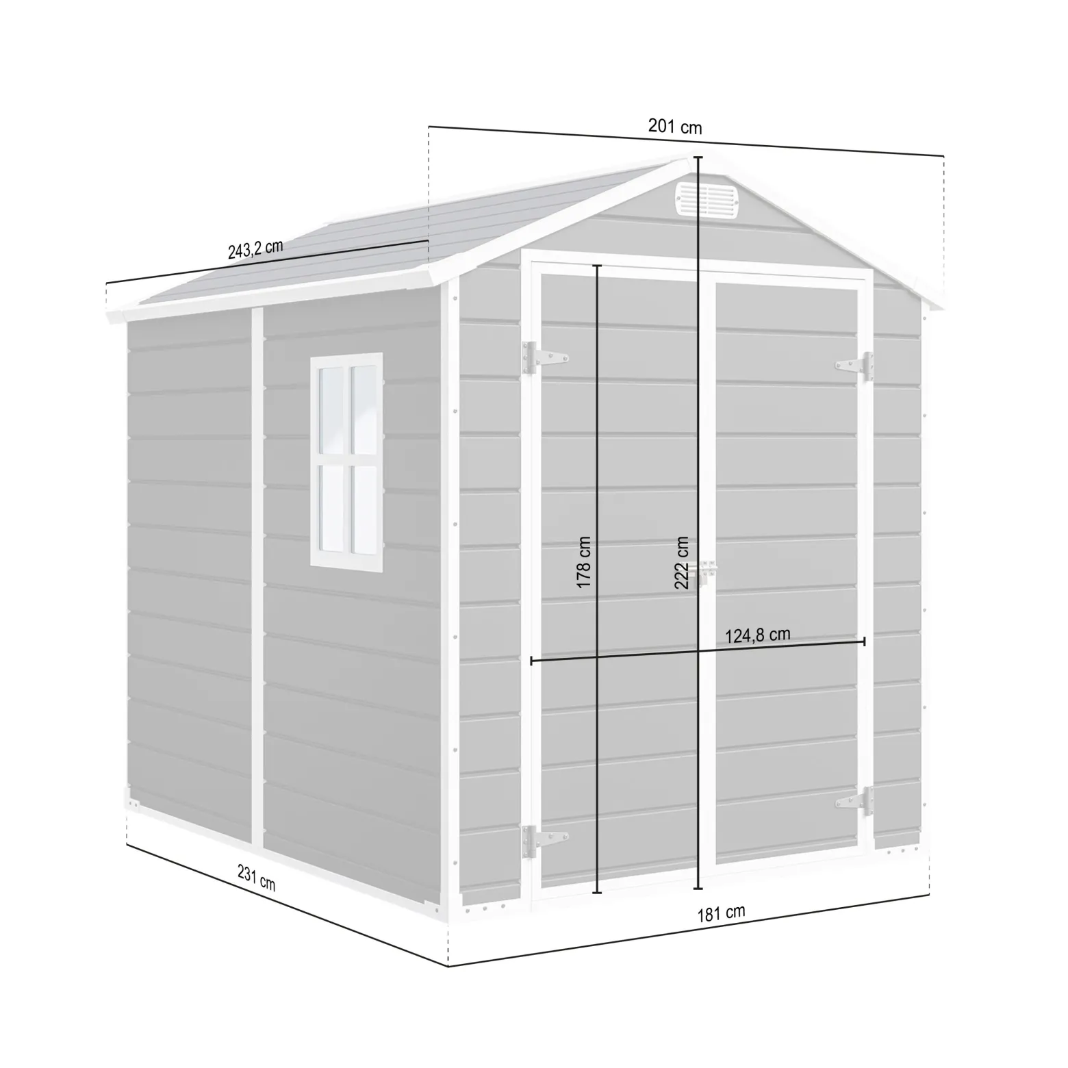 Domek ogrodowy NORDVIC Vidar 194x241 cm, tworzywo, Cold Grey