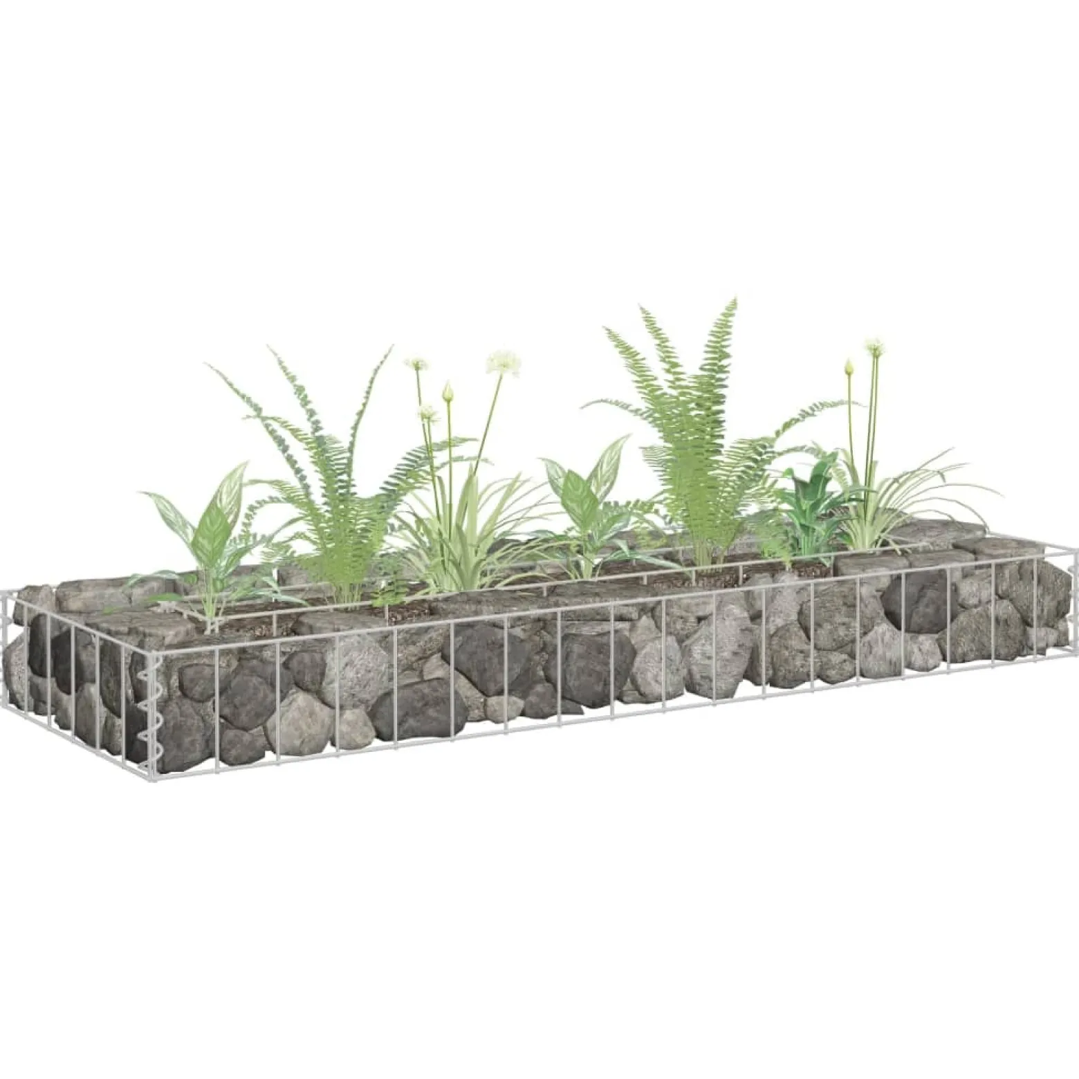 Donica gabionowa Srebrny 90 x 30 x 10 cm Stal vidaXL