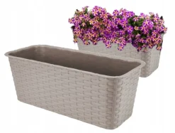 Doniczka balkonowa rattanowa karmelowa 40 cm