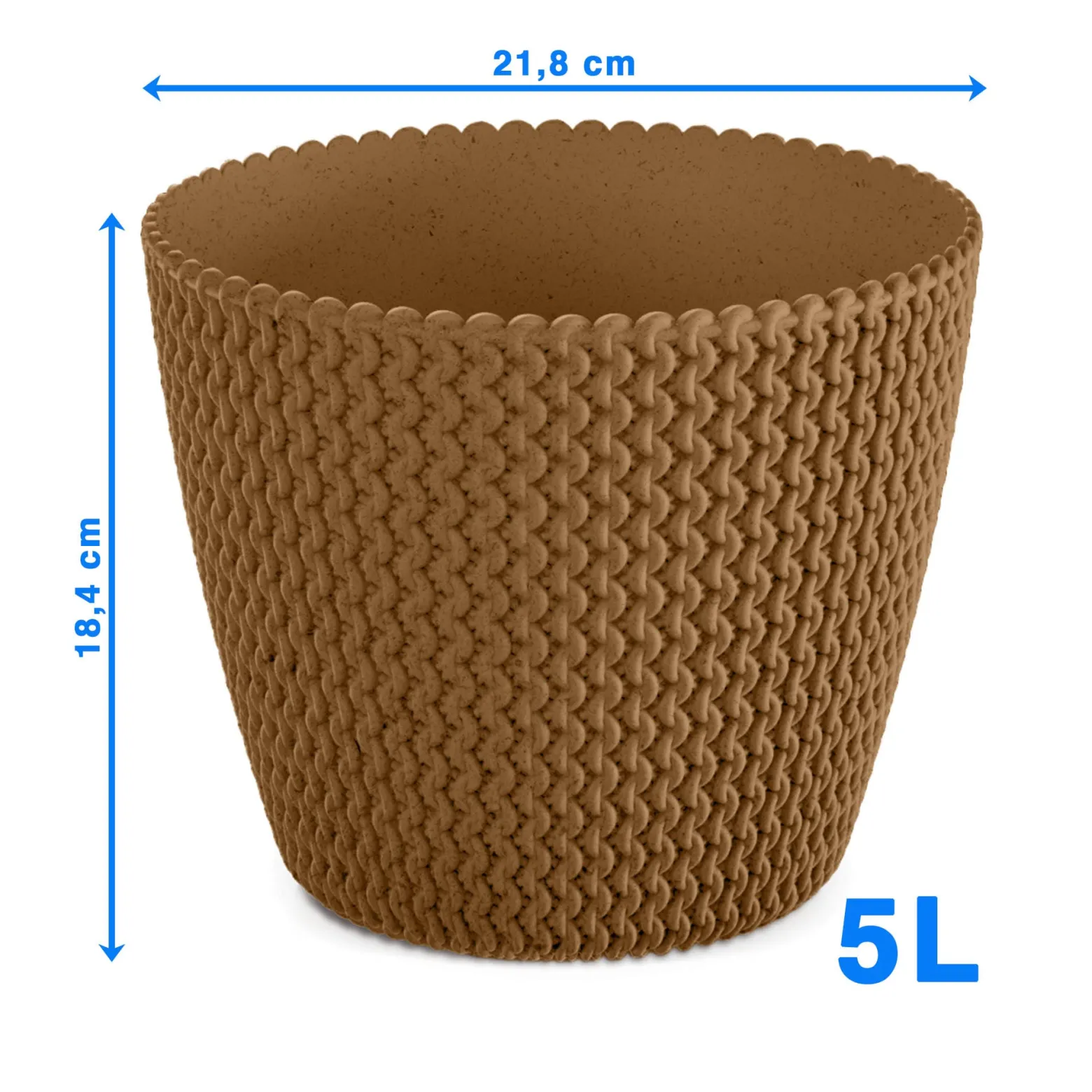 Doniczka Osłonka Domowa 21,8 Cm Na Stół Parapet Do Domu Brązowa