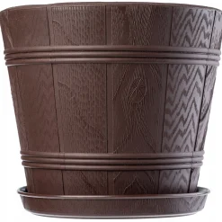 Doniczka Osłonka z Podstawką Donica Brązowa 30cm