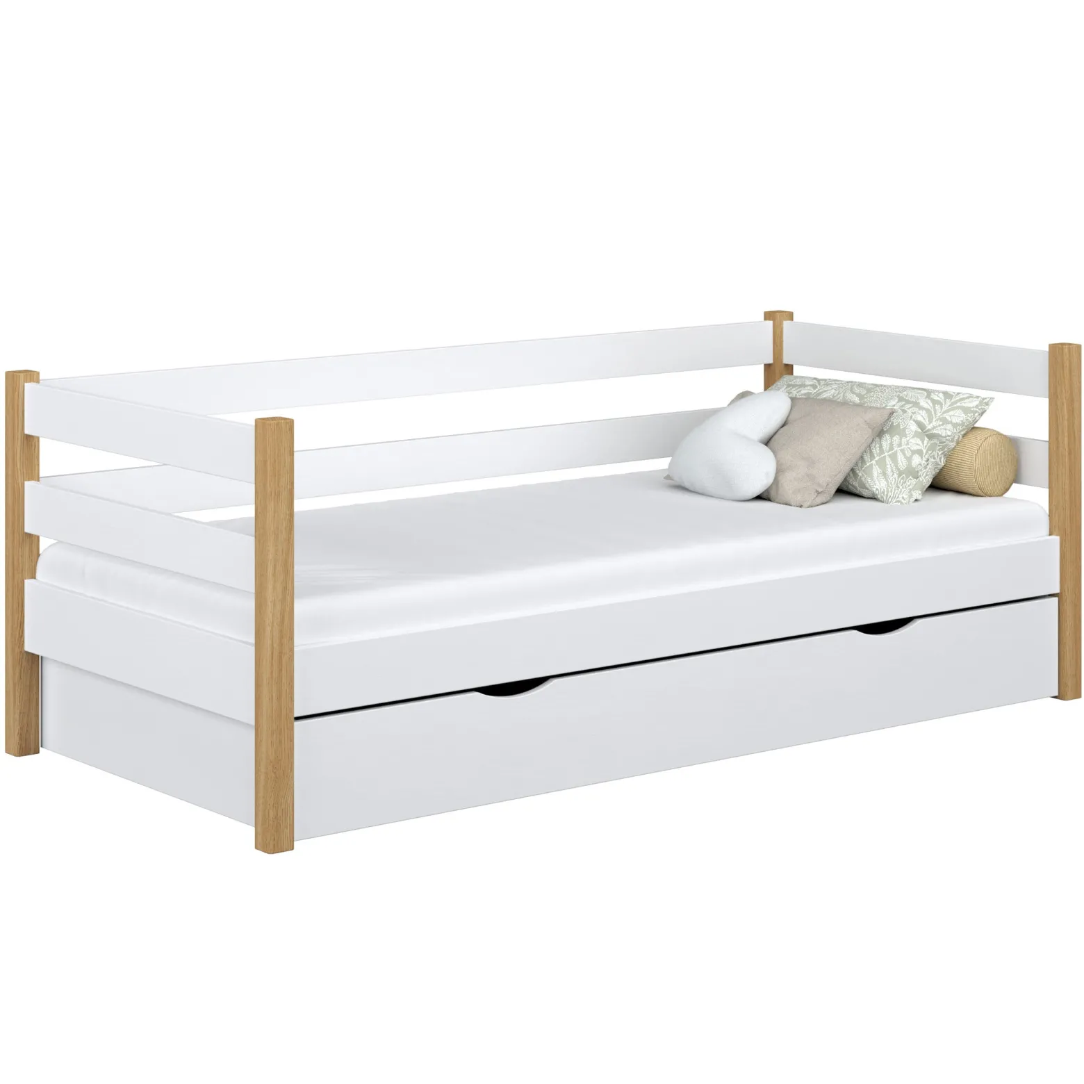 Drewniane łóżko sofa z szufladą N01