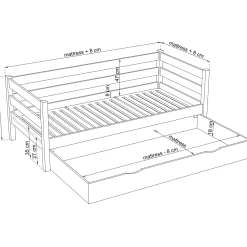 Drewniane łóżko sofa z szufladą N01