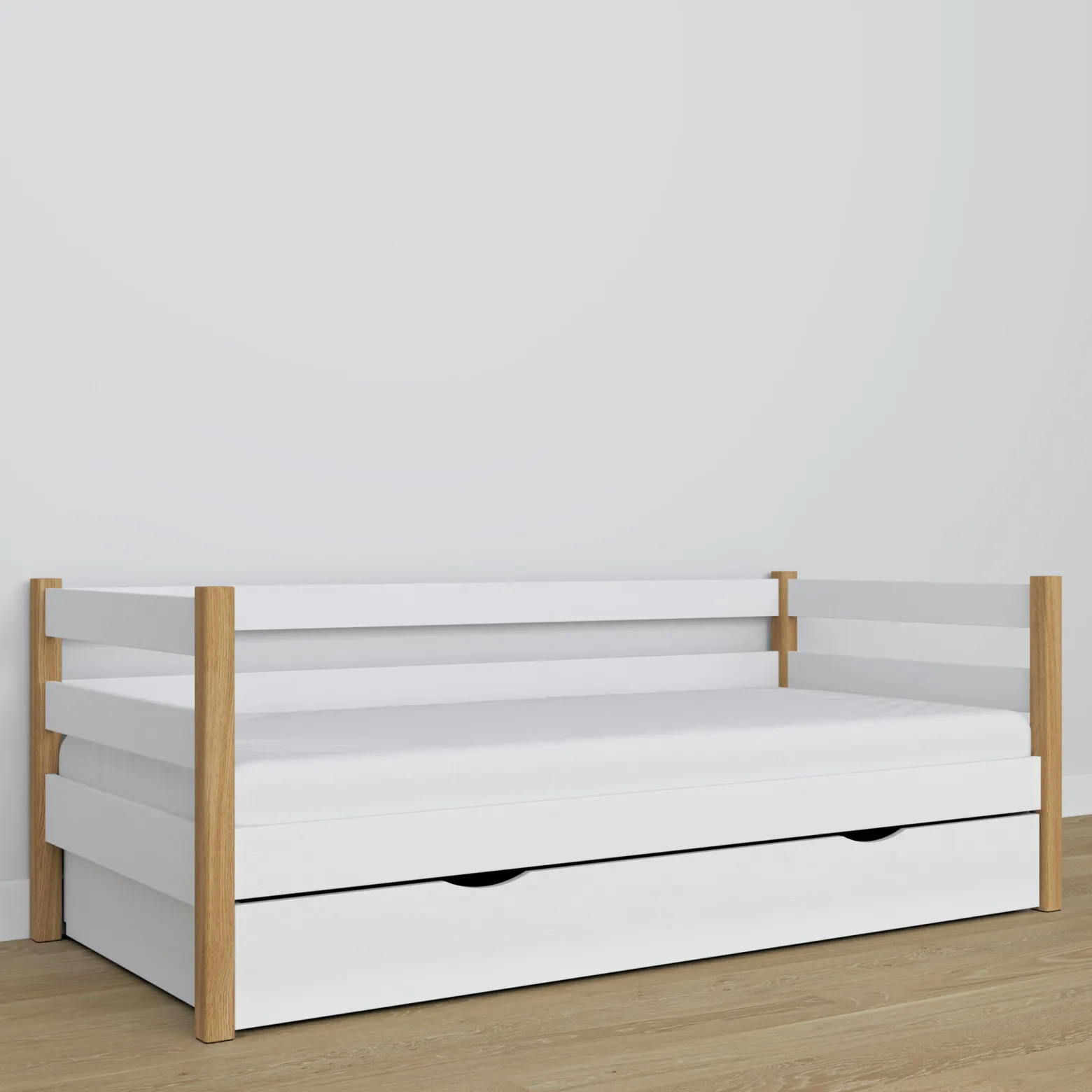 Drewniane łóżko sofa z szufladą N01