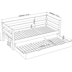 Drewniane łóżko sofa z szufladą na materac N01