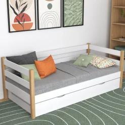 Drewniane łóżko sofa z szufladą na materac N01