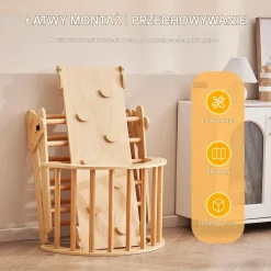 Drewniany Domowy Plac Zabaw dla dzieci Drabinka Ścianka Trójkąt 5w1