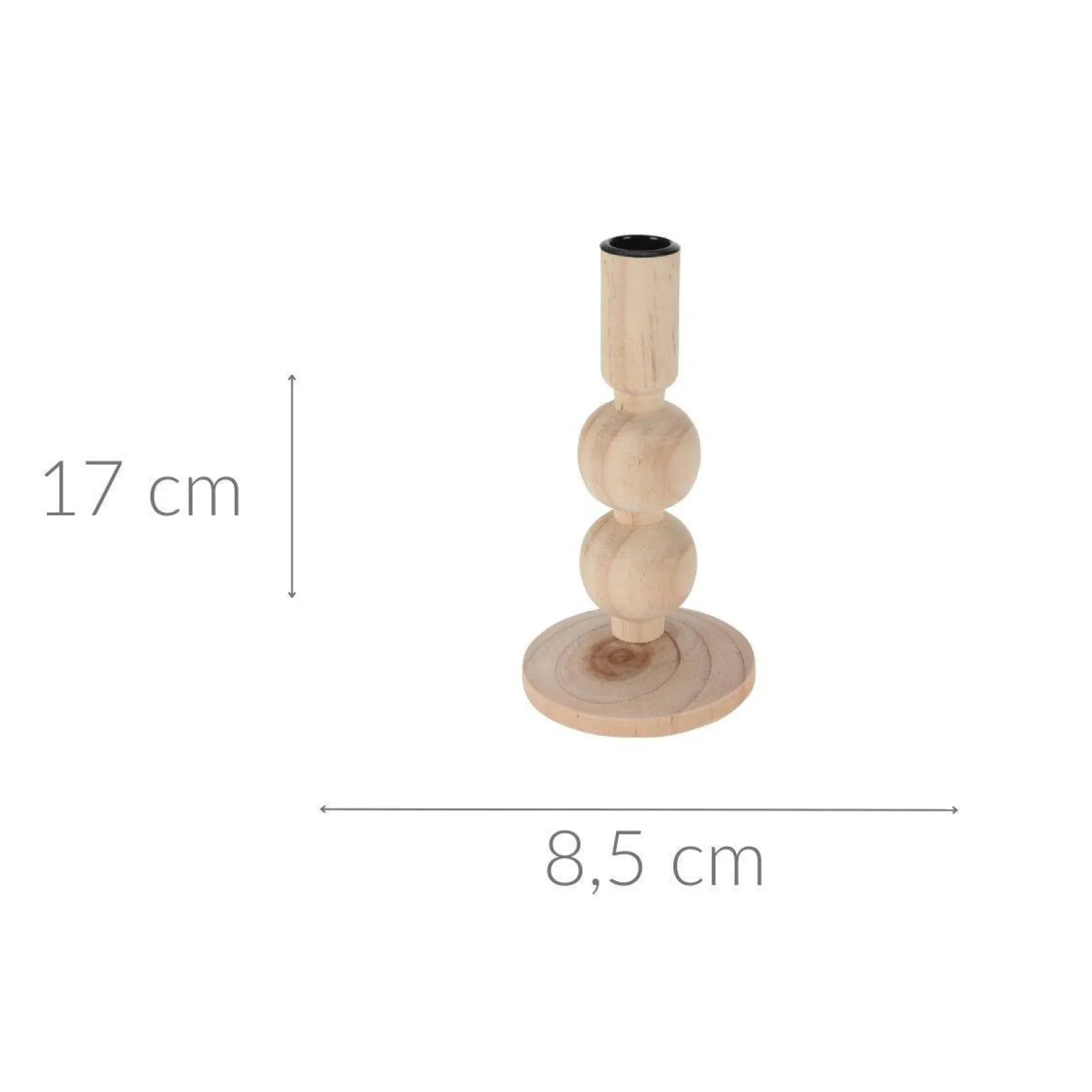 Drewniany świecznik, naturalny, wys. 17 cm