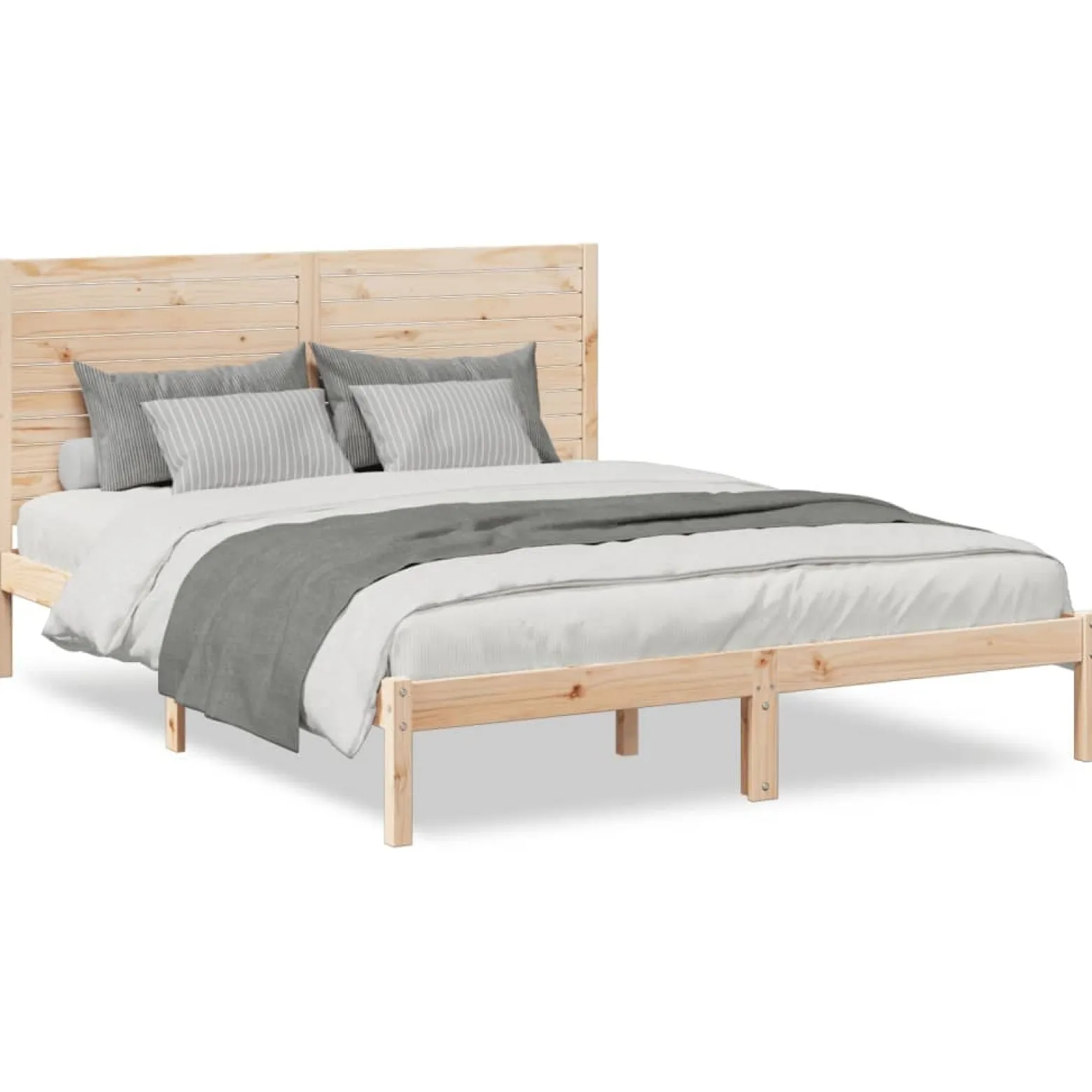 Dłuższe łóżko bez materaca lite drewno 140x210 cm