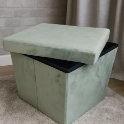 Dwie pufy jasnoszare do salonu sypialni składane welur 38x38x37 | Begryf