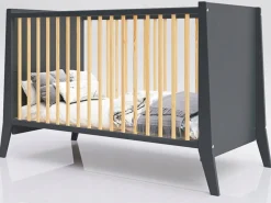 Łóżeczko niemowlęce Cosmo antracyt/sosna 120x60 gryzaki drewno norma UE