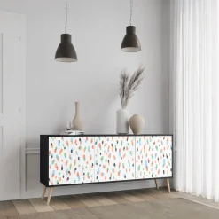 ENERGETIC SPOTS Komoda 3 drzwi Czarna-Bukowa skośna