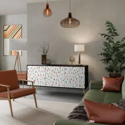 ENERGETIC SPOTS Komoda 3 drzwi Czarna-Bukowa skośna