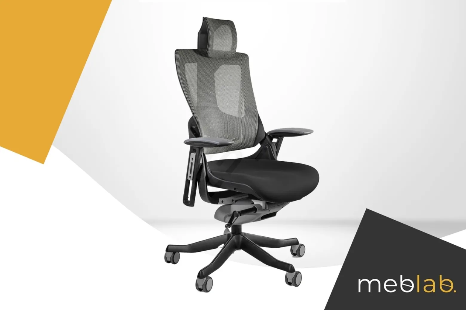 Ergonomiczny fotel biurowy WAU 2 czarny siatka/tkanina