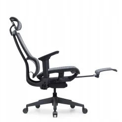 Ergonomiczny fotel z podnóżkiem EXPERTA szary siatka