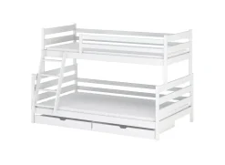 FAMI 90x200/120x200 białe łóżko piętrowe z szerszym pokładem Lano Meble
