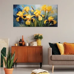 Feeby Obraz na płótnie, Kwiaty Irysy Żółte 120x60