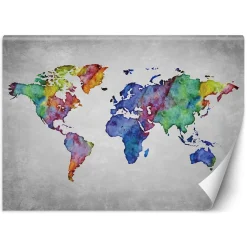 Feeby Fototapeta, Kolorowa mapa świata w akwareli 150x105