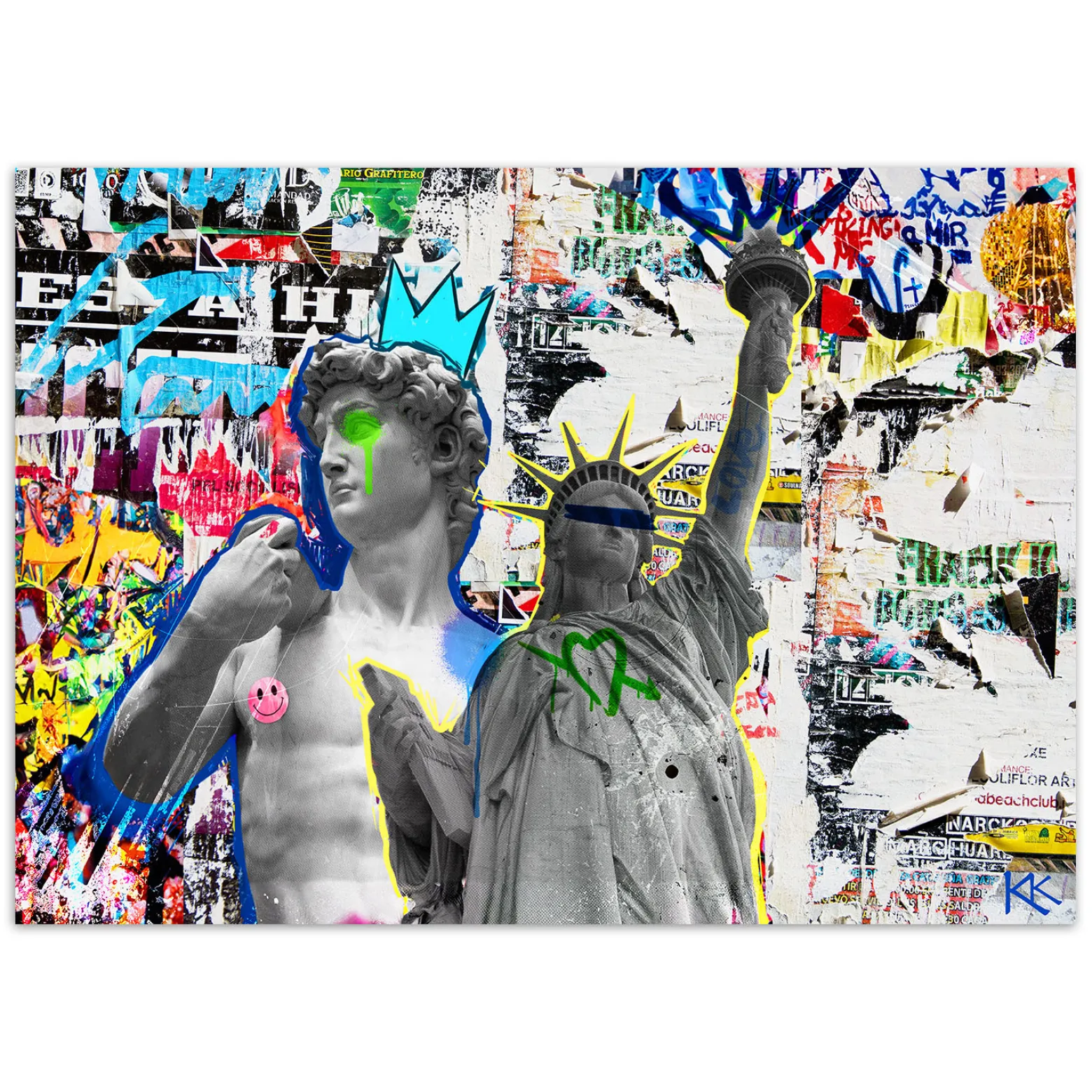 Feeby Fototapeta, Rzeźba Dawida i Statua Wolności NY 150x105