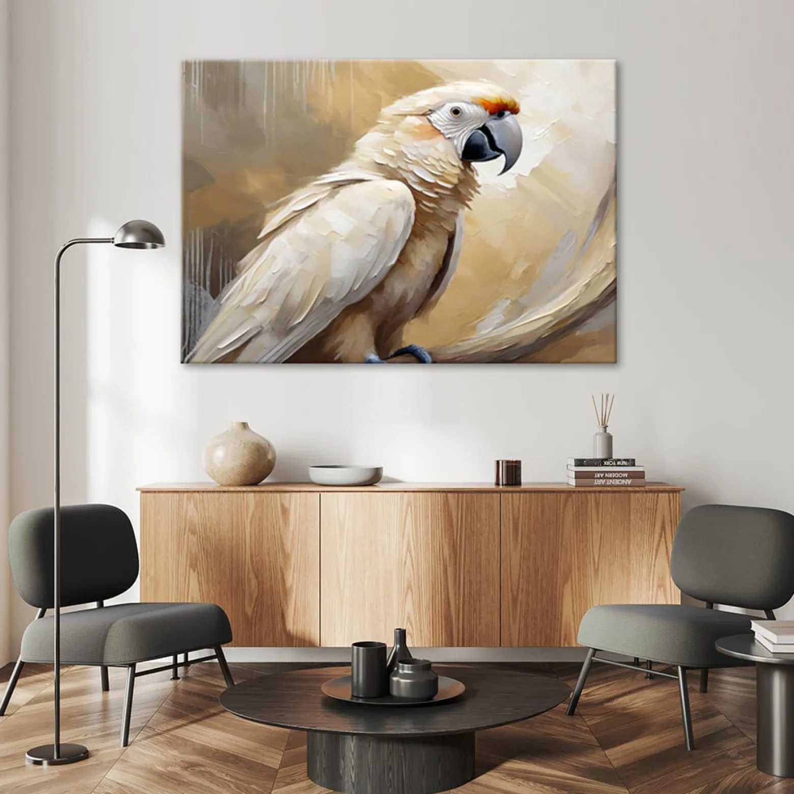 Feeby Obraz, AI Papuga ptaki malowany 60x40