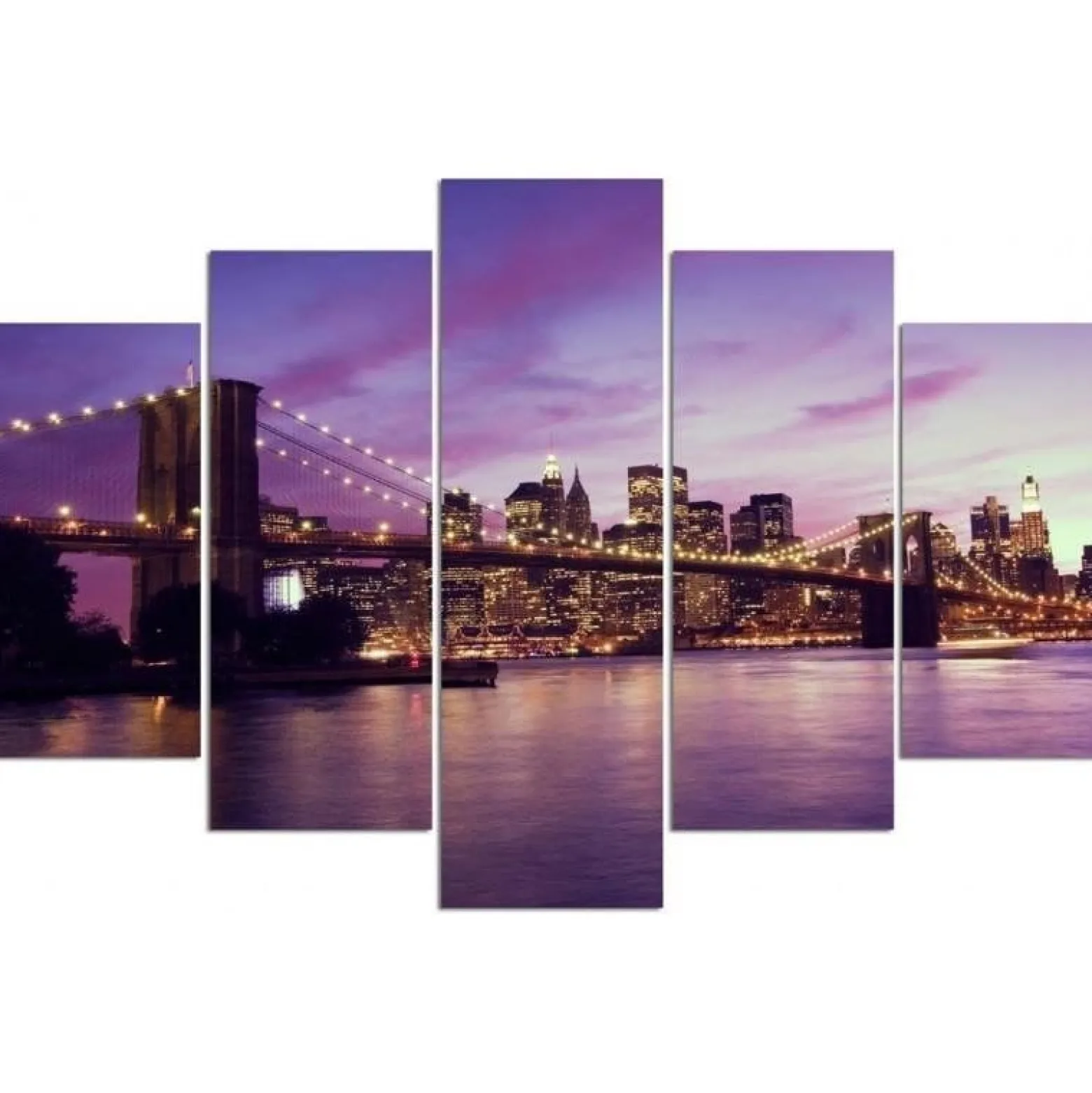 Feeby Obraz 5 częściowy Manhattan o zachodzie słońca 100x70