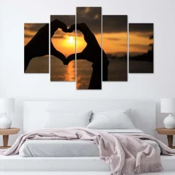 Feeby Obraz 5 częściowy Symbol serca z dłoni 100x70