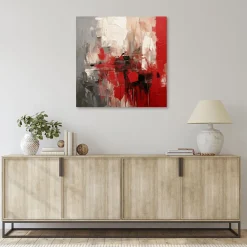 Feeby Obraz do salonu, Abstrakcja Nowoczesna Czerwień 30x30