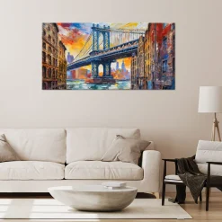 Feeby Obraz do salonu, Most Nowy Jor Impresjonizm 80x40