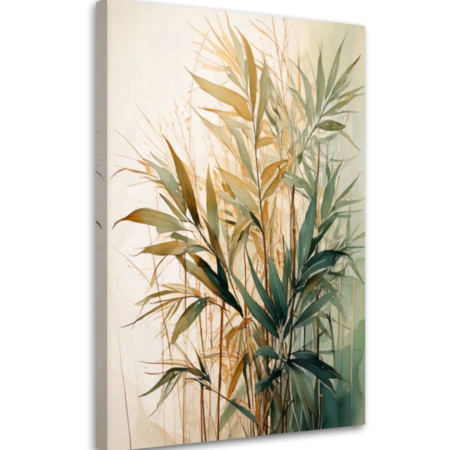 Feeby Obraz do sypialni, Trawy Akwarela Zieleń Beż Natura 40x60