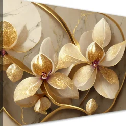 Feeby Obraz, Kwiaty glamour złoty 60x40