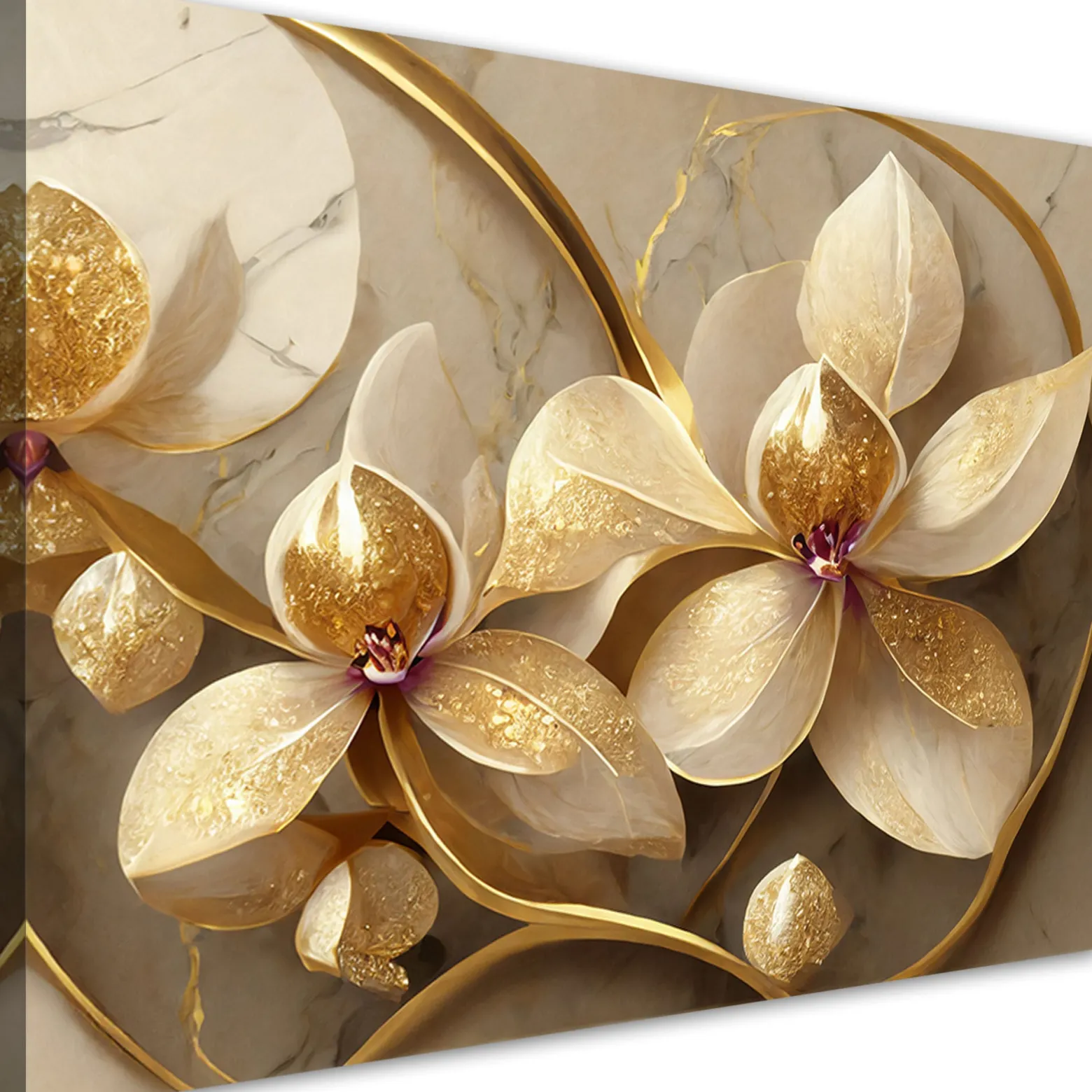 Feeby Obraz, Kwiaty glamour złoty 60x40