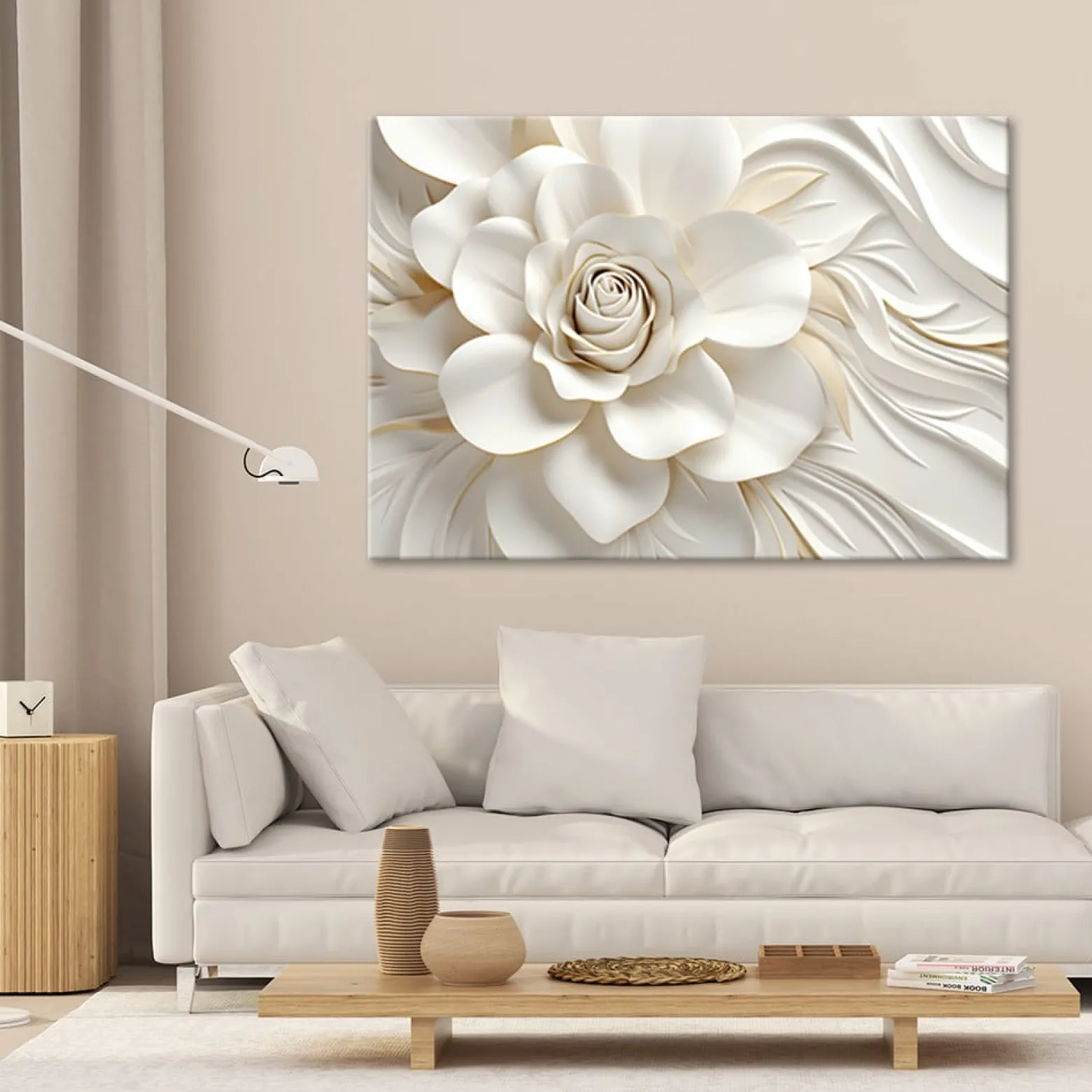 Feeby Obraz na płótnie, Biały kwiat 3D 60x40