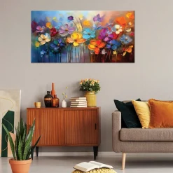 Feeby Obraz na płótnie, Kolorowe Kwiaty Malowane 100x50